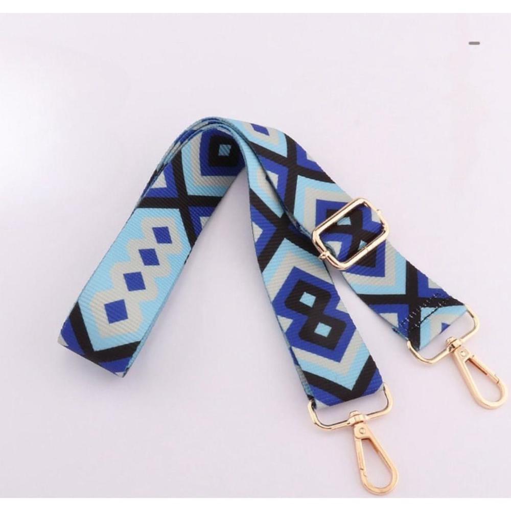Geometric Pattern Adjustable Shoulder Strap In Blue